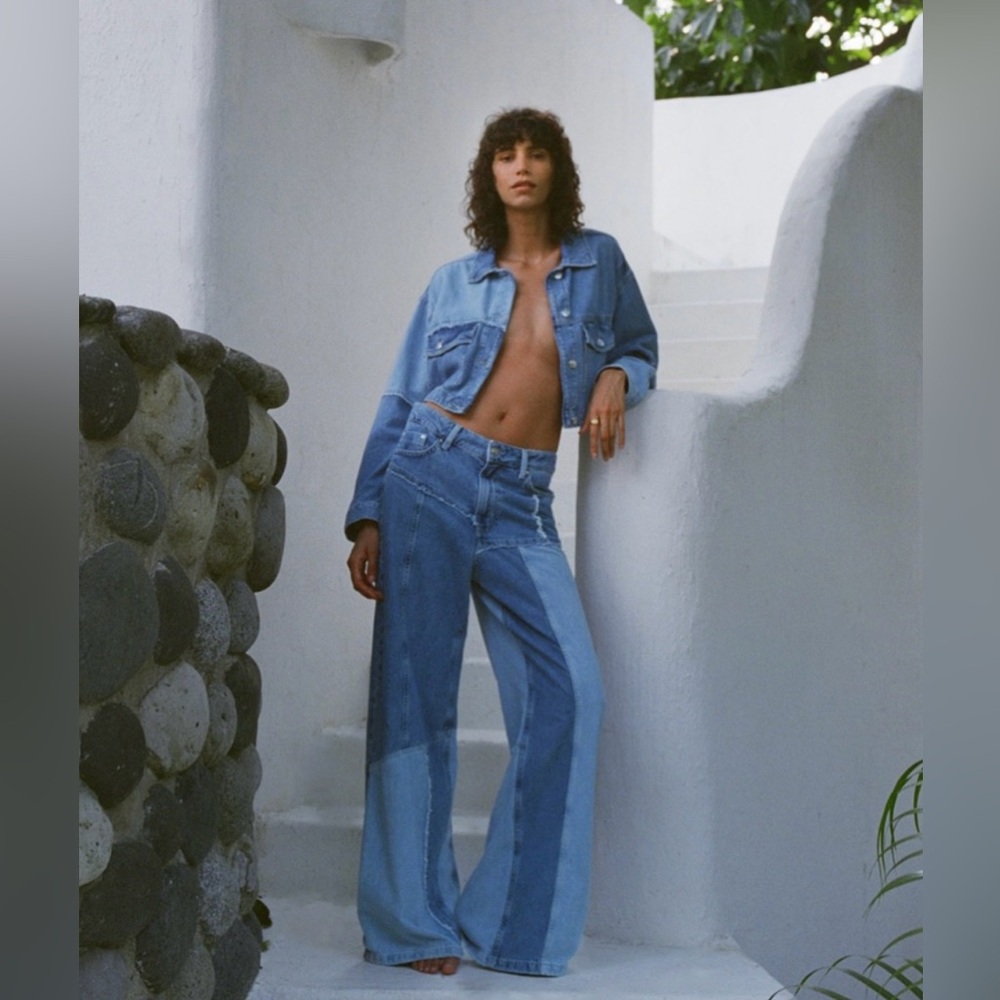 A Retro-Inspired Patchwork Denim Jacket And Jeans… - image 1